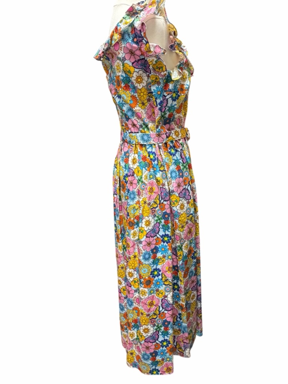 B-11 Borgo de Nor Lou Lou Good Vibes Pale Blue Floral Midi Dress - Picture 3 of 12